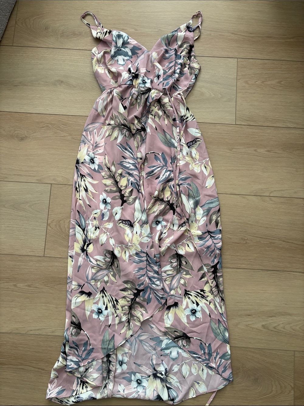 Eclipse Mauve Floral Wrap-Front Midi Dress